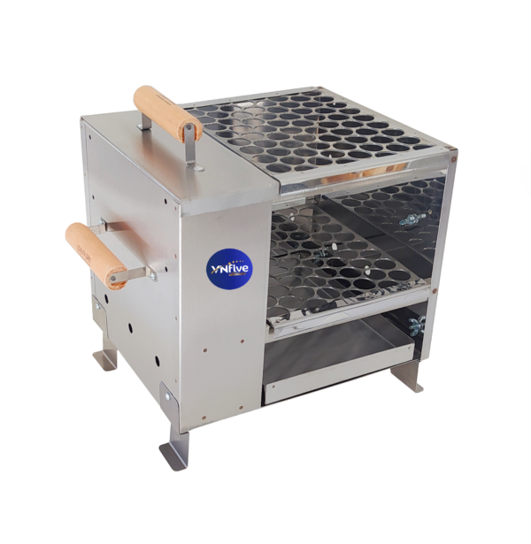 Churrasqueira para Apartamento Ecológica sem Fumaça Pequena Aço Inox 430 Escovado 2 Grelhas - 33x27x27