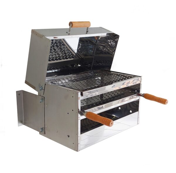 Churrasqueira de Parede a Carvão de Inox a Bafo com Tampa 45X26X35,5 - Imagem 2