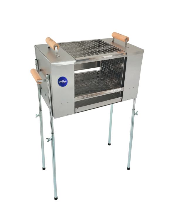 Churrasqueira para Apartamento Ecológica sem Fumaça Média Pé Grande Aço Inox 430 Escovado - 2 Grelhas - 45x27x80 - Imagem 2