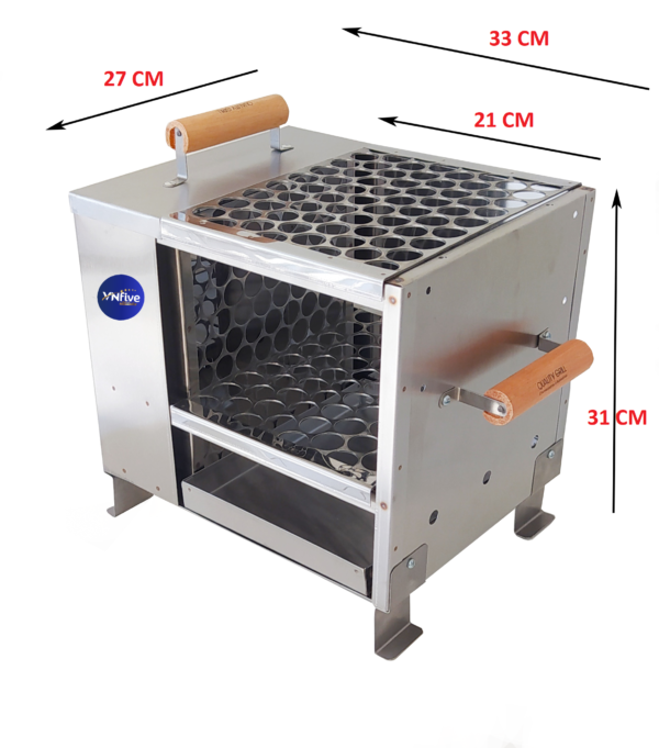 Churrasqueira para Apartamento Ecológica sem Fumaça Pequena Aço Inox 430 Escovado 2 Grelhas - 33x27x27 - Imagem 3