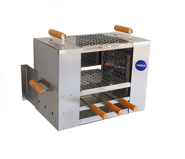 Churrasqueira para Apartamento de Parede Ecológica sem Fumaça Grande Aço Inox 430 Escovado - 2 Grelhas + 3 Espetos - 45x27x34