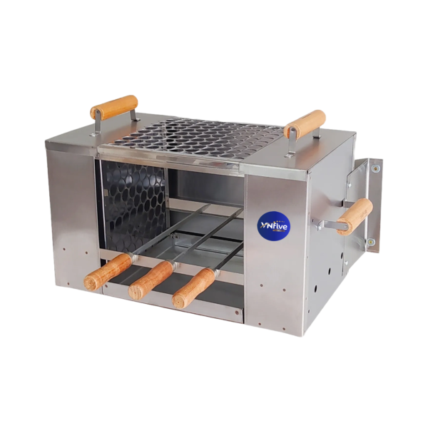 Churrasqueira para Apartamento de Parede Ecológica sem Fumaça Média Aço Inox 430 Escovado - 2 Grelhas + 3 Espetos - 45x27x27 - Imagem 3