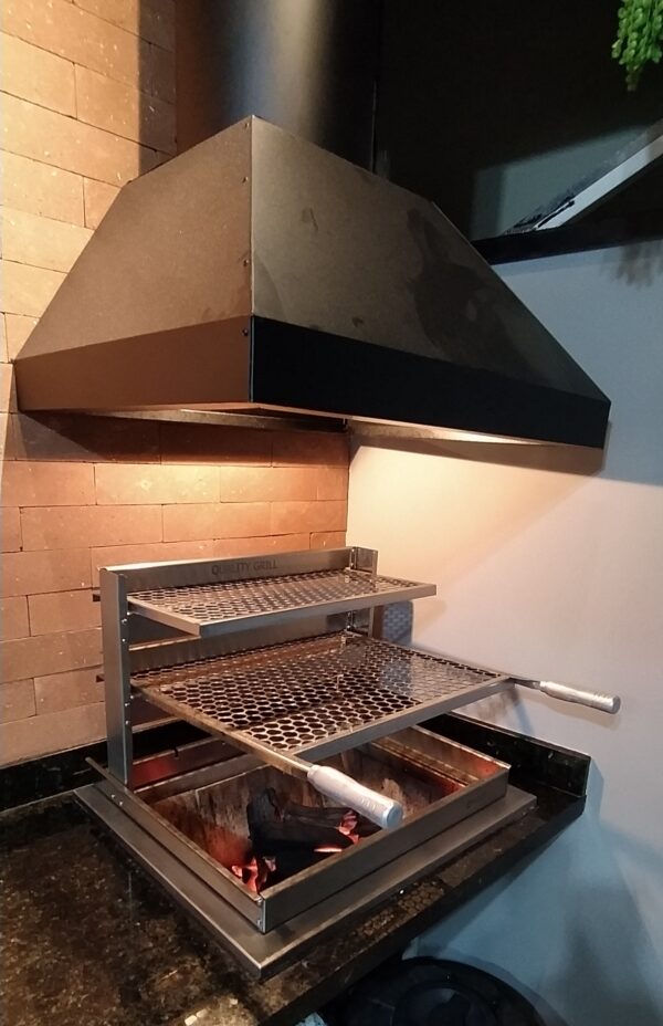 Grill Churrasqueira Apartamento Suporte Flutuante Fundo 54X45 4 Espetos - Imagem 5