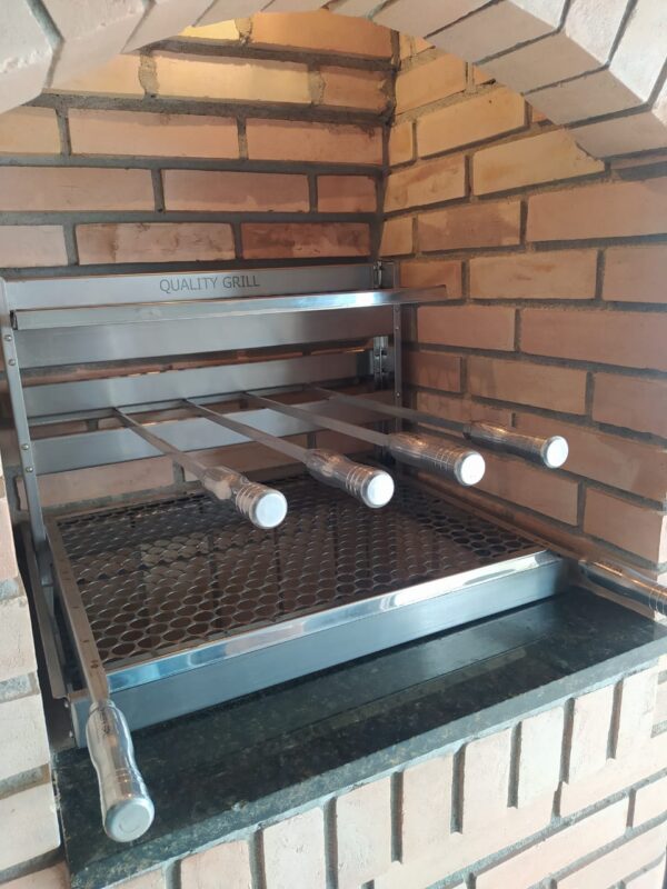 Grill Churrasqueira Apartamento Suporte Flutuante Fundo 54X45 4 Espetos - Imagem 7