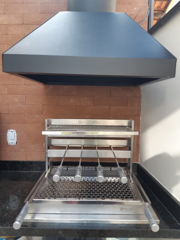 Grill Churrasqueira Apartamento Suporte Flutuante Fundo 54X45 4 Espetos - Imagem 4