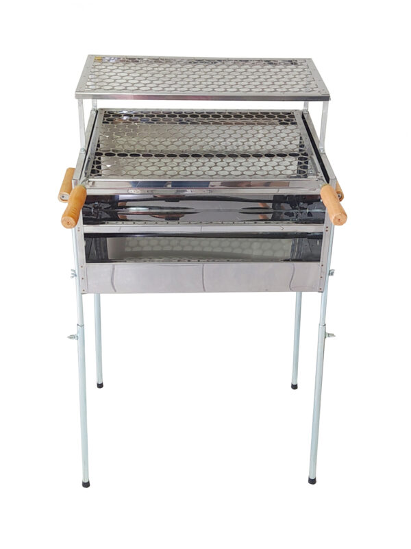 Churrasqueira a Carvão de Inox Grande e Alta - 2 Grelhas (1 descanso e 1 grande) - 50x38x95 - Imagem 3